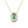 Collier émeraude entourage diamants or jaune