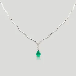 Collier émeraude poire et diamants