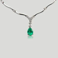 Collier émeraude poire et diamants
