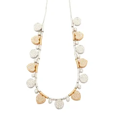Collier motifs cœurs 2 Ors, diamants
