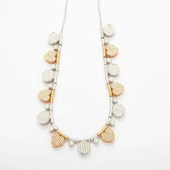 Collier motifs cœurs 2 Ors, diamants