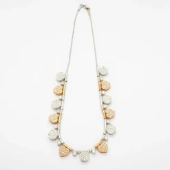 Collier motifs cœurs 2 Ors, diamants