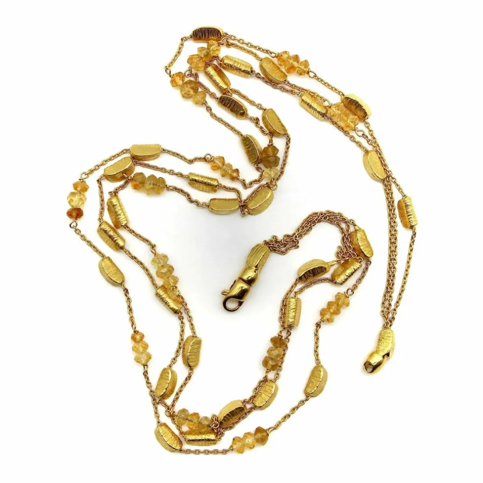 Collier multi-rangs en or 18 carats et citrine briolette