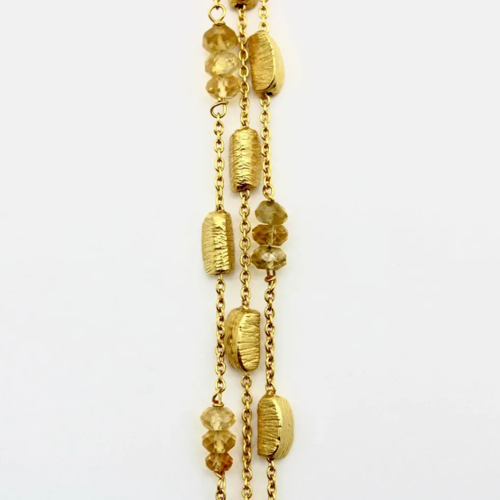 Collier multi-rangs en or 18 carats et citrine briolette