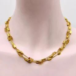 Collier multi-rangs en or 18 carats et citrine briolette