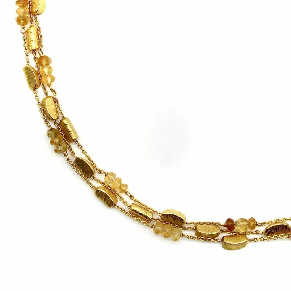 Collier multi-rangs en or 18 carats et citrine briolette