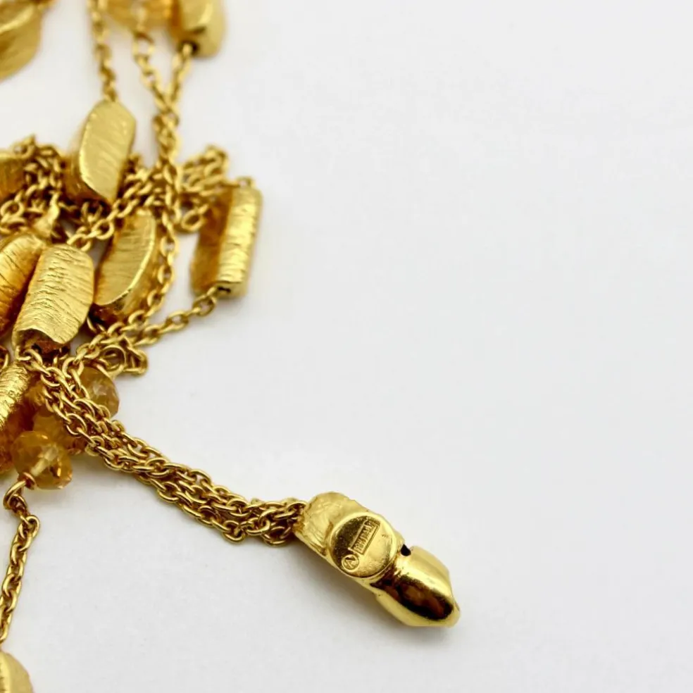 Collier multi-rangs en or 18 carats et citrine briolette