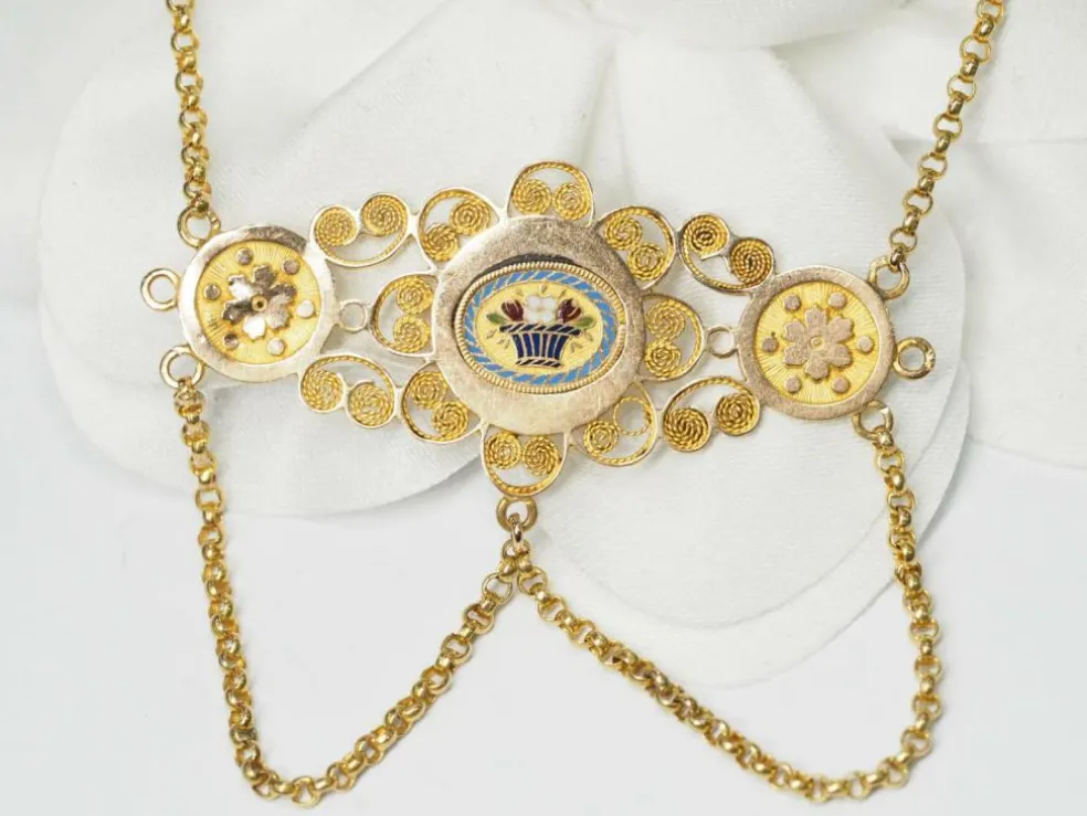 Collier Napoléon III en or jaune et émail