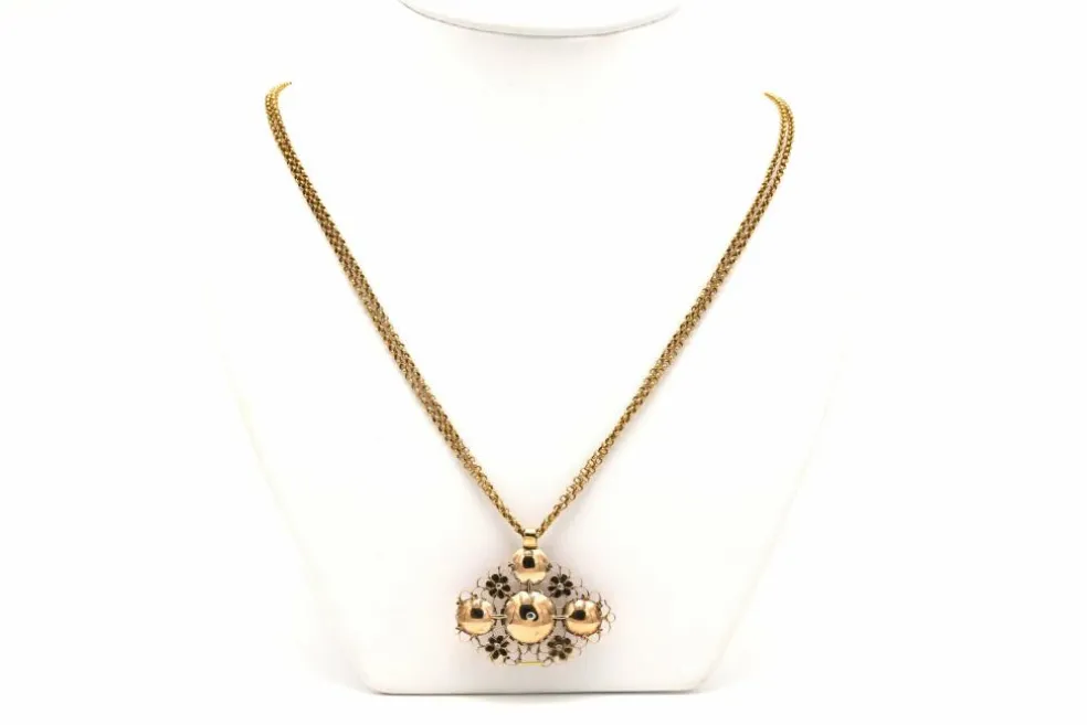 Collier Napoléon III en or jaune 18 carats et diamants "taille" rose