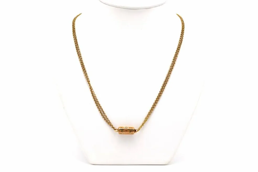 Collier Napoléon III en or jaune 18 carats et diamants "taille" rose