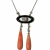 Collier Négligé onyx & corail style Art Déco