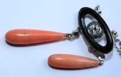 Collier Négligé onyx & corail style Art Déco