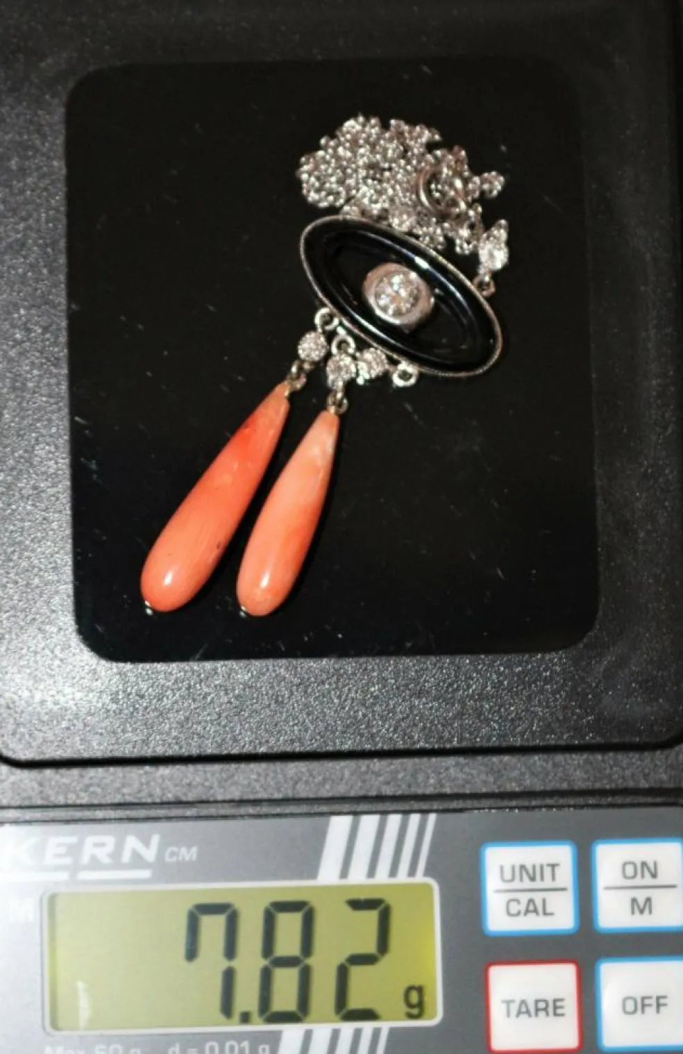 Collier Négligé onyx & corail style Art Déco