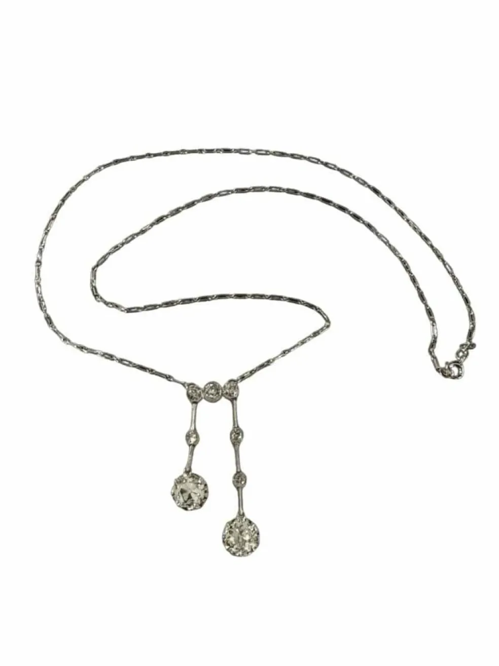 Collier Négligé or blanc, platine et diamants