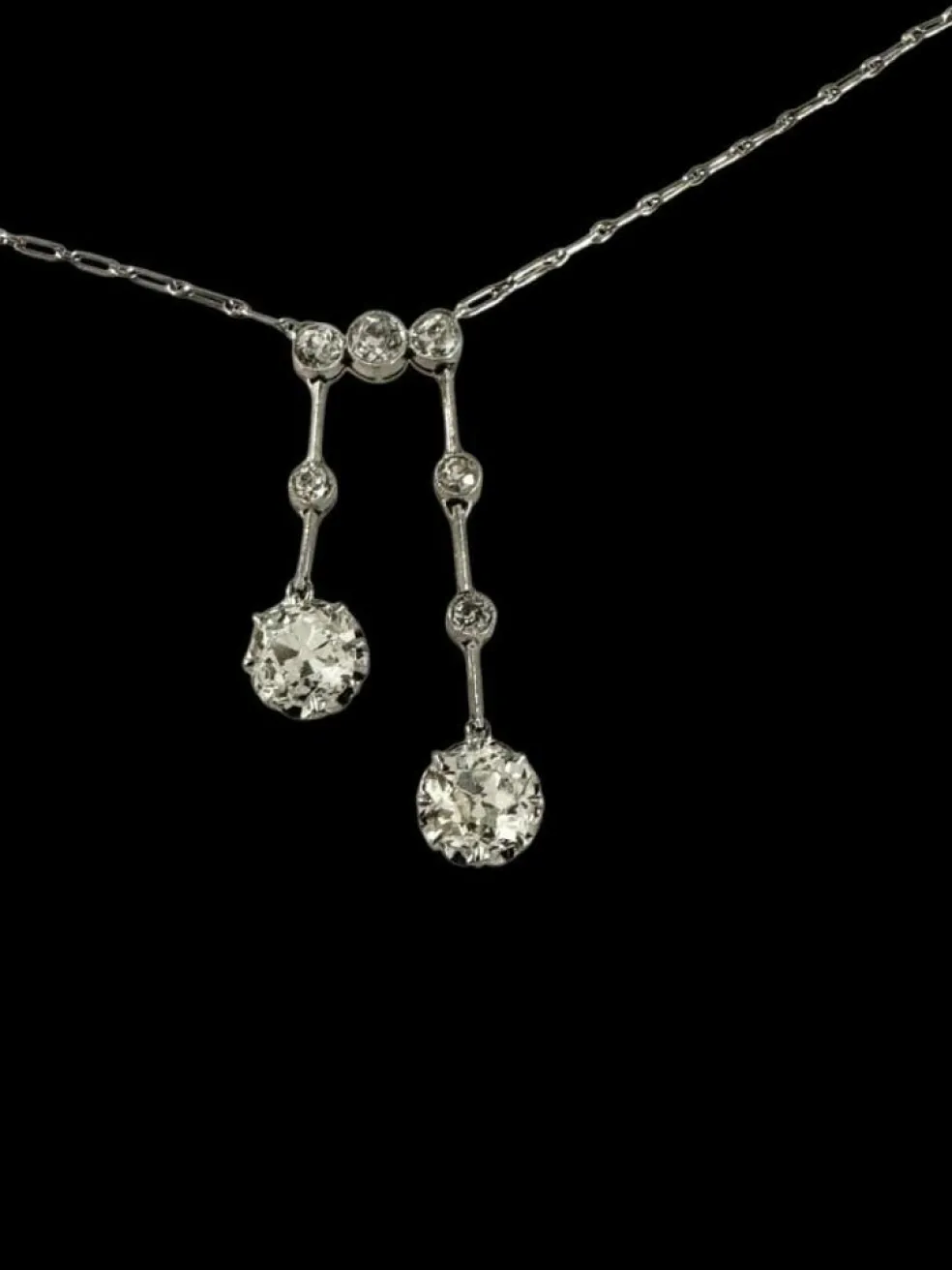 Collier Négligé or blanc, platine et diamants
