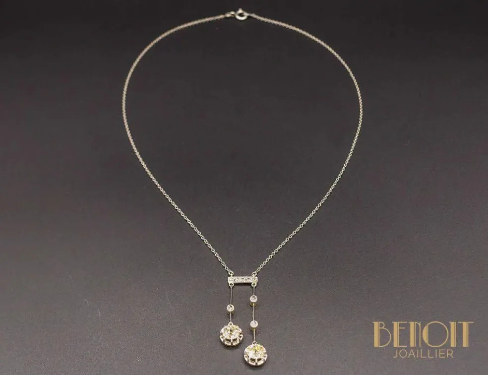 Collier Négligé Or Jaune Platine Diamants 1920
