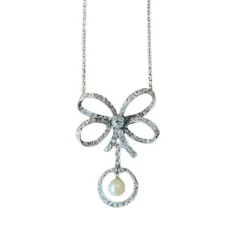 Collier noeud, diamants et perles, fin XIXème