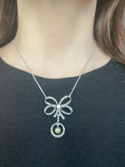 Collier noeud, diamants et perles, fin XIXème