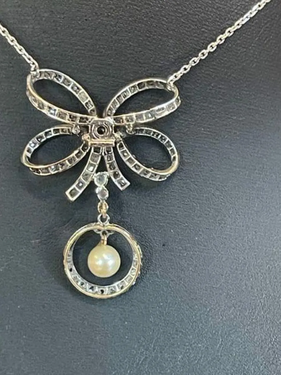 Collier noeud, diamants et perles, fin XIXème