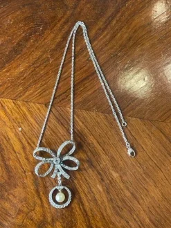 Collier noeud, diamants et perles, fin XIXème