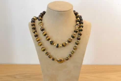 Collier oeil de tigre et or 18k