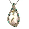 Collier or , diamants , mabe de Tahiti et émeraudes