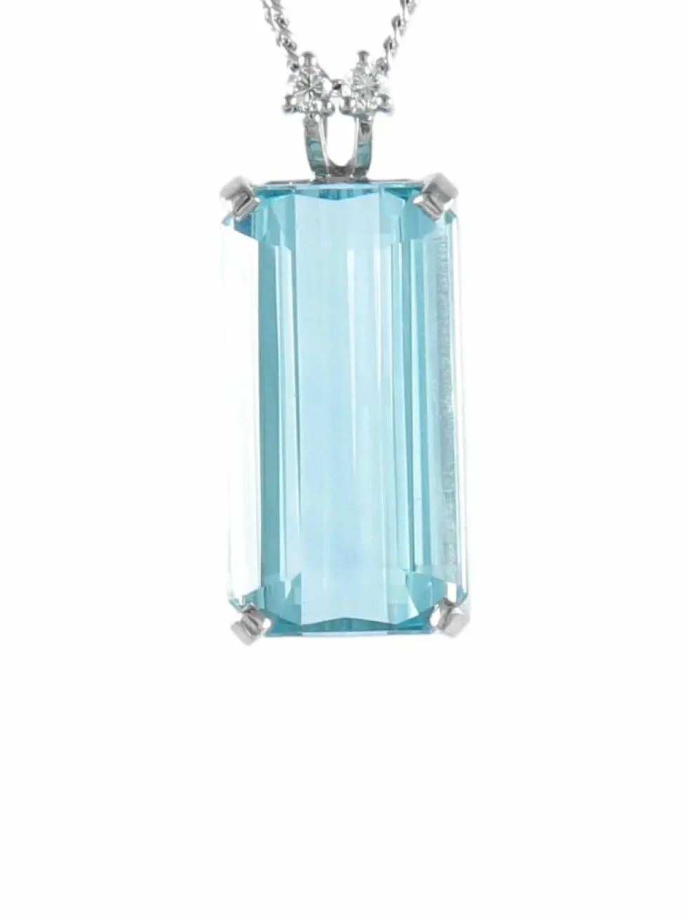 COLLIER OR BLANC & AIGUE-MARINE