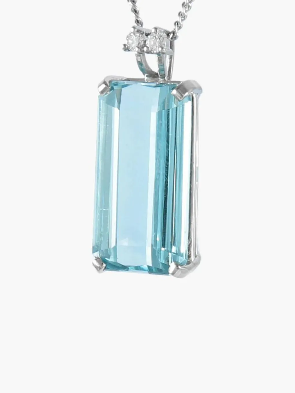 COLLIER OR BLANC & AIGUE-MARINE
