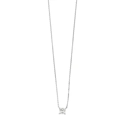 Collier or blanc 18 carats sertie d'un diamant princesse