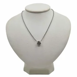 Collier or blanc 18 carats serti d'un diamant naturel certifié LFG