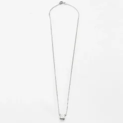 Collier or blanc 18 carats sertie d'un diamant princesse