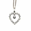 Collier or blanc 750 coeur et diamants chaine gourmet
