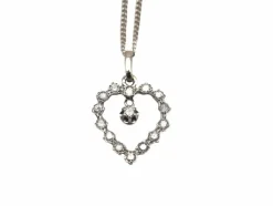 Collier or blanc 750 coeur et diamants chaine gourmet