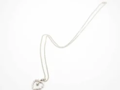 Collier or blanc 750 coeur et diamants chaine gourmet