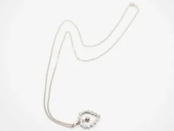 Collier or blanc 750 coeur et diamants chaine gourmet