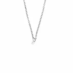 COLLIER OR BLANC 1 DIAMANT O,O7ct