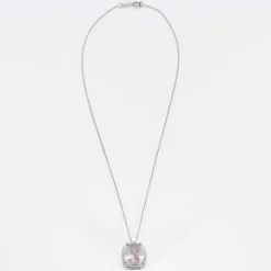 Collier or blanc améthyste et diamants