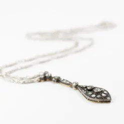 Collier Or blanc Argent Diamants