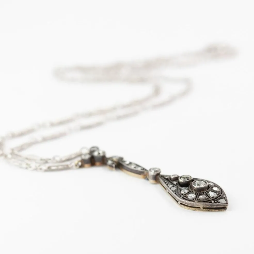 Collier Or blanc Argent Diamants