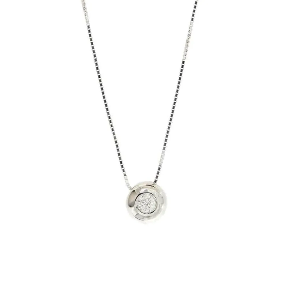 Collier or blanc avec diamant de 0,15 ct