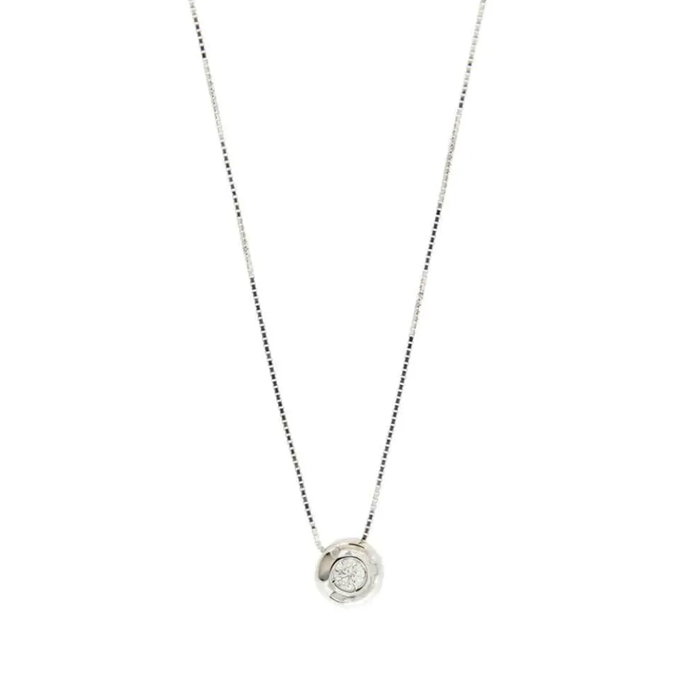 Collier or blanc avec diamant de 0,15 ct
