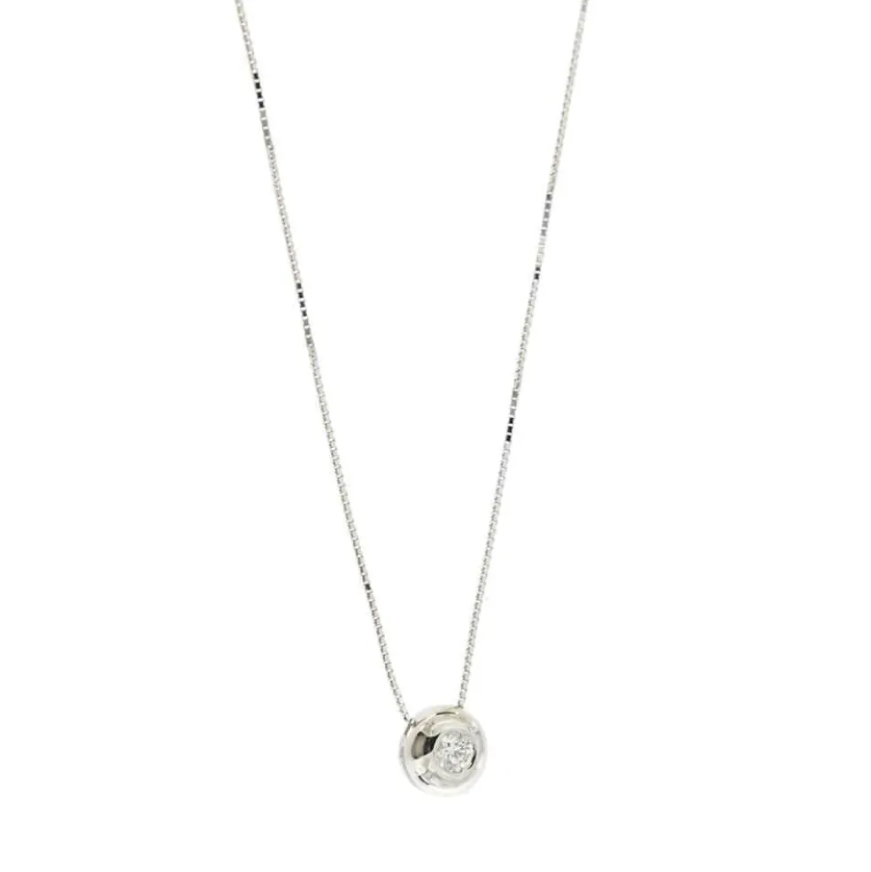 Collier or blanc avec diamant de 0,15 ct