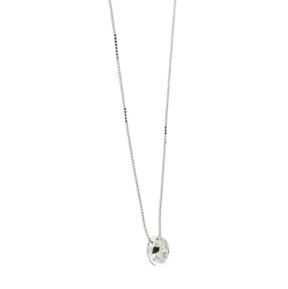 Collier or blanc avec diamant de 0,15 ct