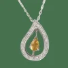 Collier or blanc, citrine et diamants