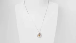 Collier or blanc, citrine et diamants