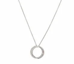 Collier or blanc deux cercles pavage diamants