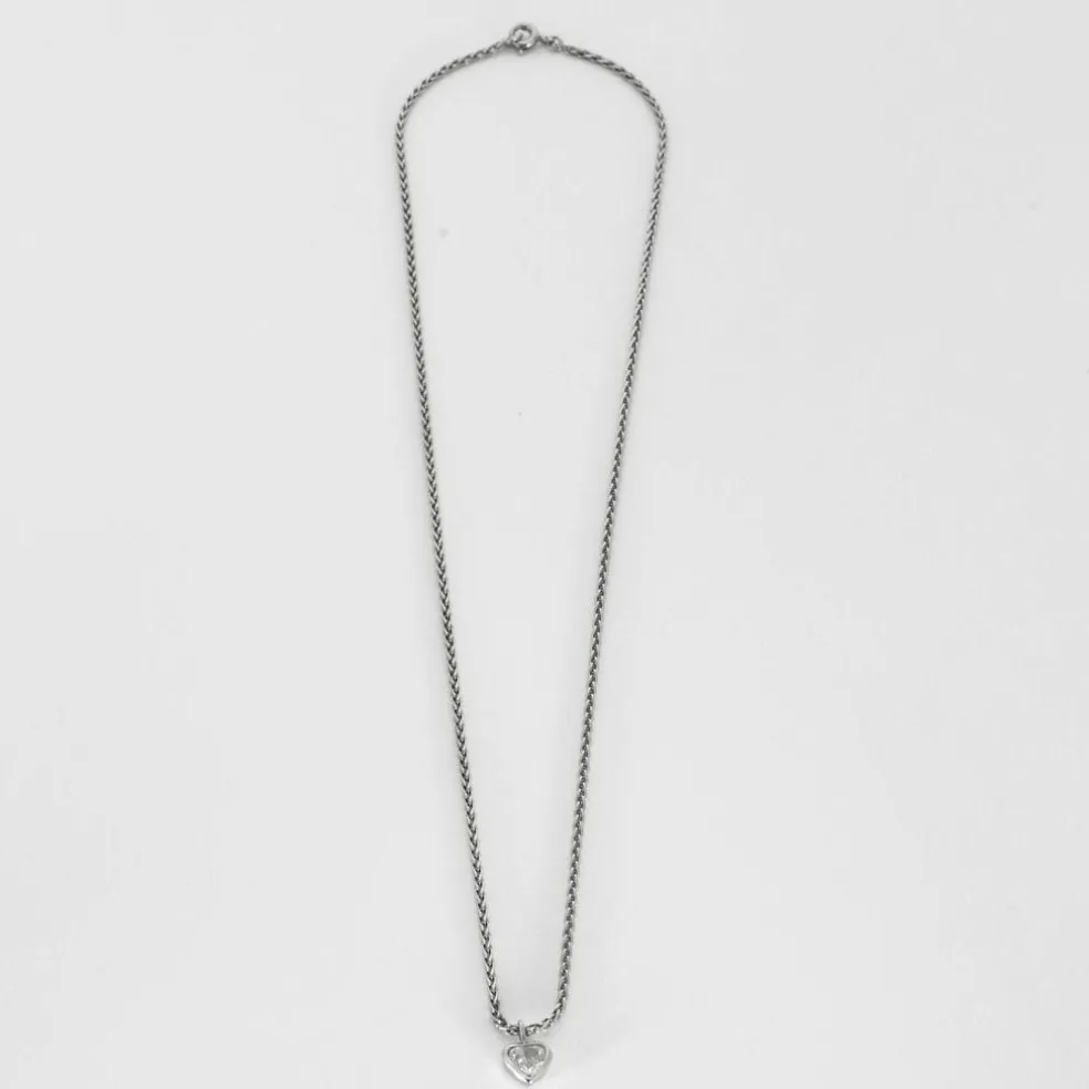 Collier or blanc diamant taille coeur