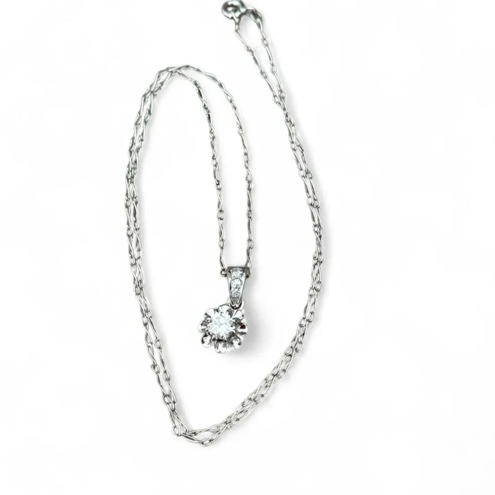 Collier or blanc diamants