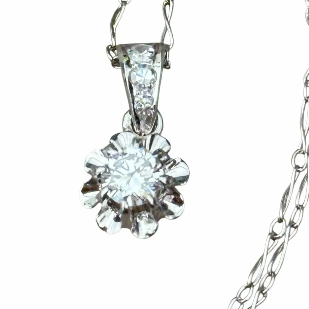 Collier or blanc diamants