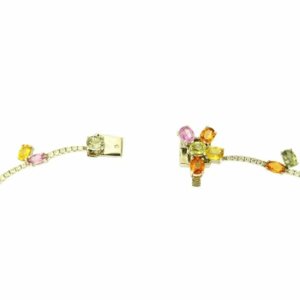 Collier or blanc diamants saphirs